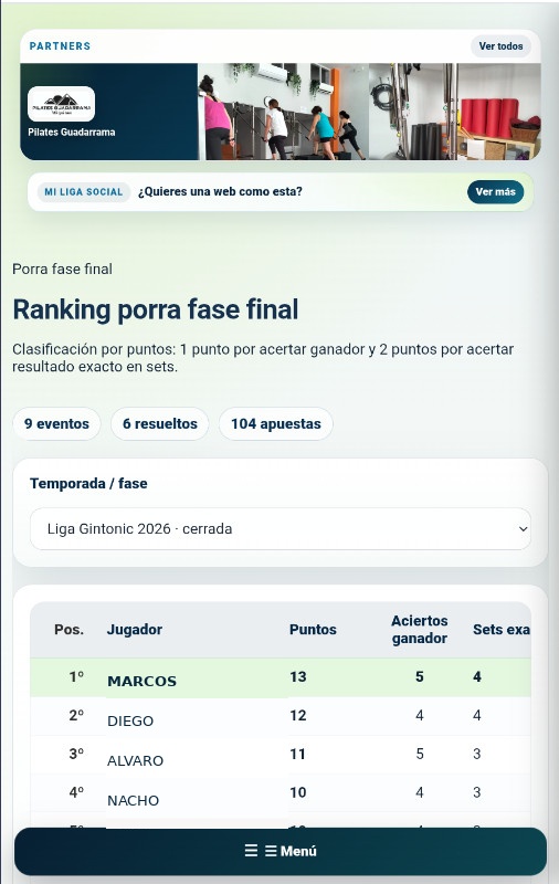 Porra de apuestas de la jornada