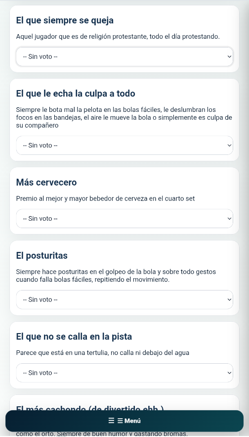 Votación de premios sociales